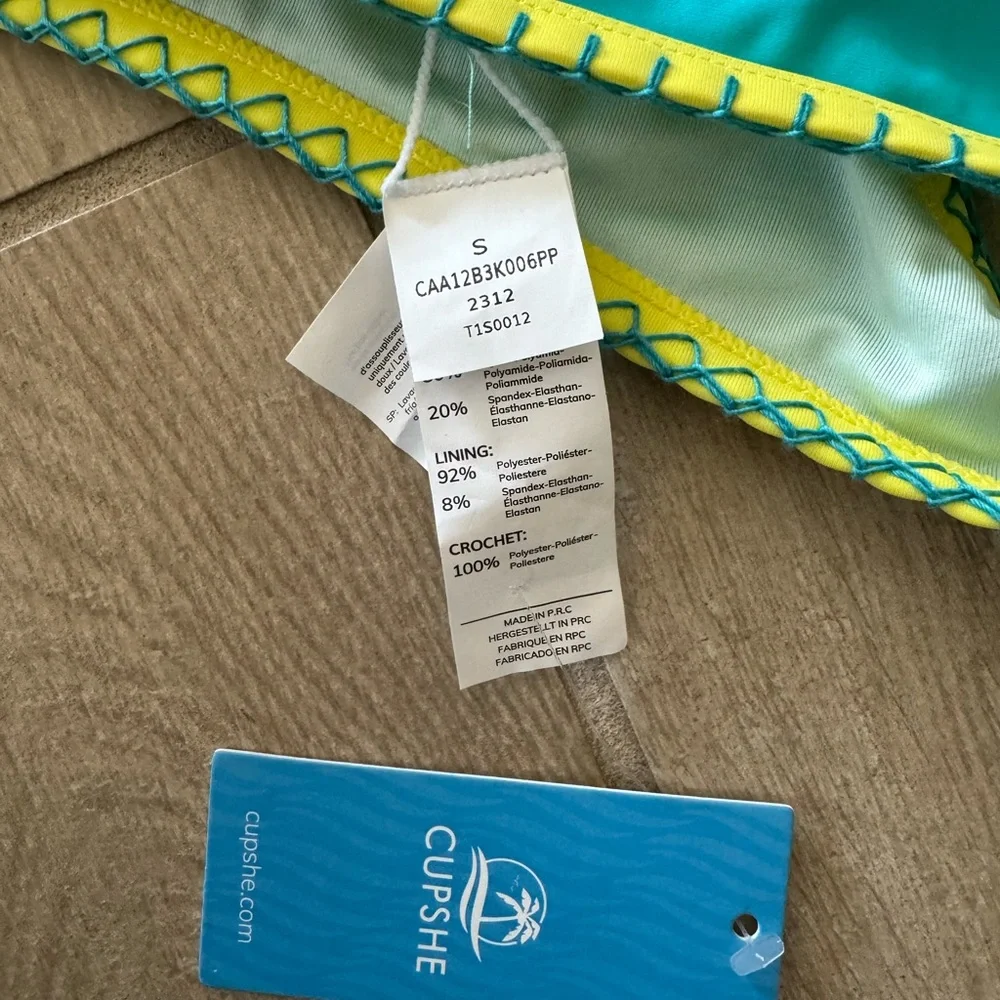 NWT CUPSHE Take Me To Tulum Colorblock Triangle Top & Cheeky Bikini Set - Picture 9 of 10